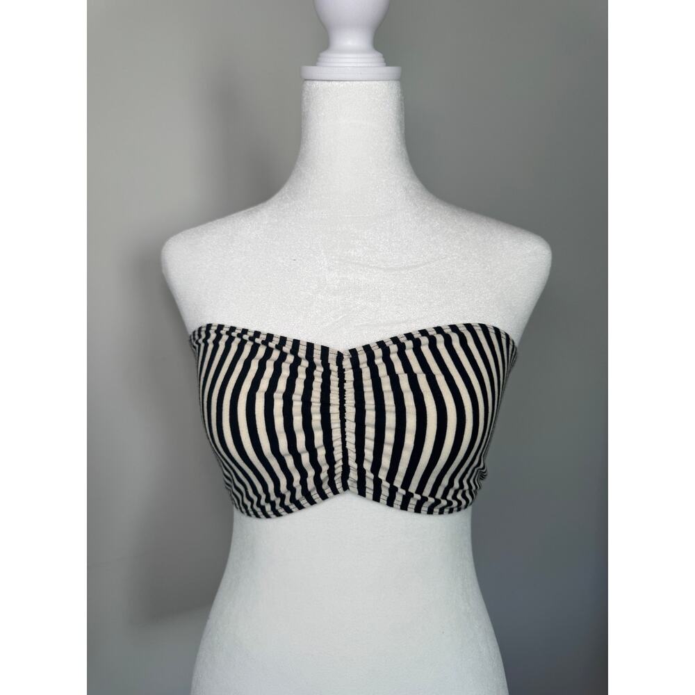 American Apparel Cotton Spandex Bandeau Tube Top – Black & White Stripe – NWOT